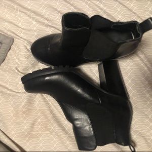 black leather booties